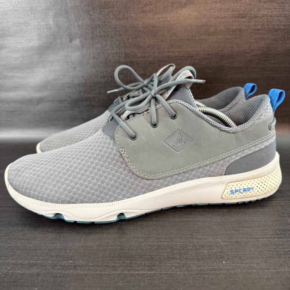 Sperry 7 SEAS 3-Eye Fatom Mens 10M Grey Blue Mesh Boat Casual Shoes STS15493